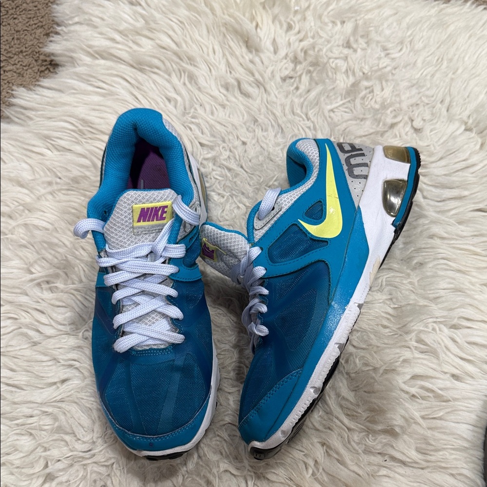 Nike Air Max Run Lite 4‎ Running Shoes, #554894-400, Teal/Volt/Gray, Womens 8.5